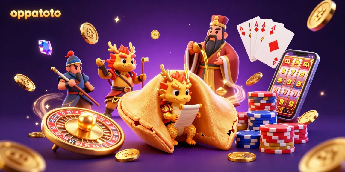 Experience the thrill of oppatoto with golden coins cascading and a wise dragon reading fortunes.