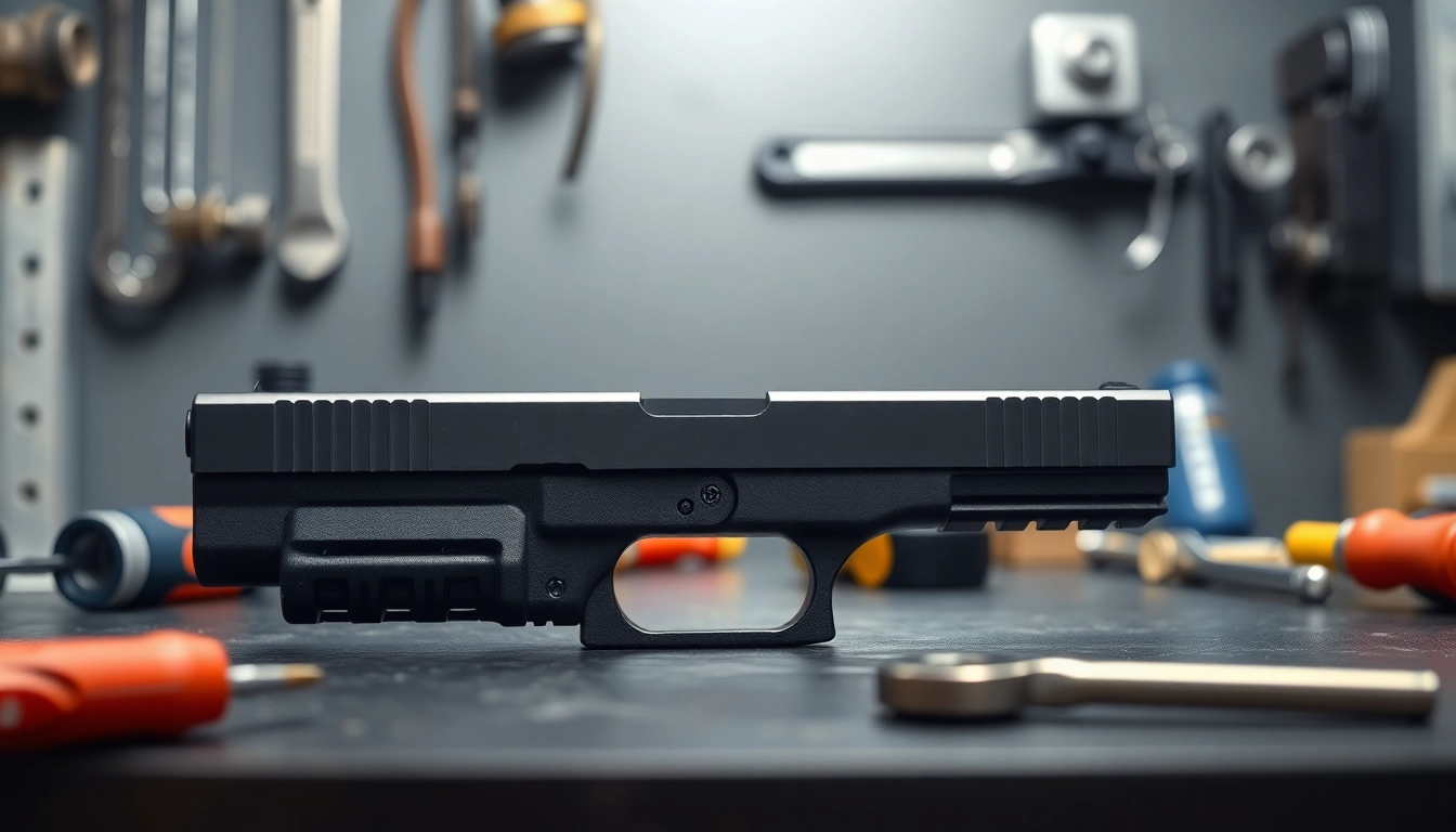 Showcase of Glock 19 Gen 3 OEM slide highlighting precision craftsmanship and metallic finish.