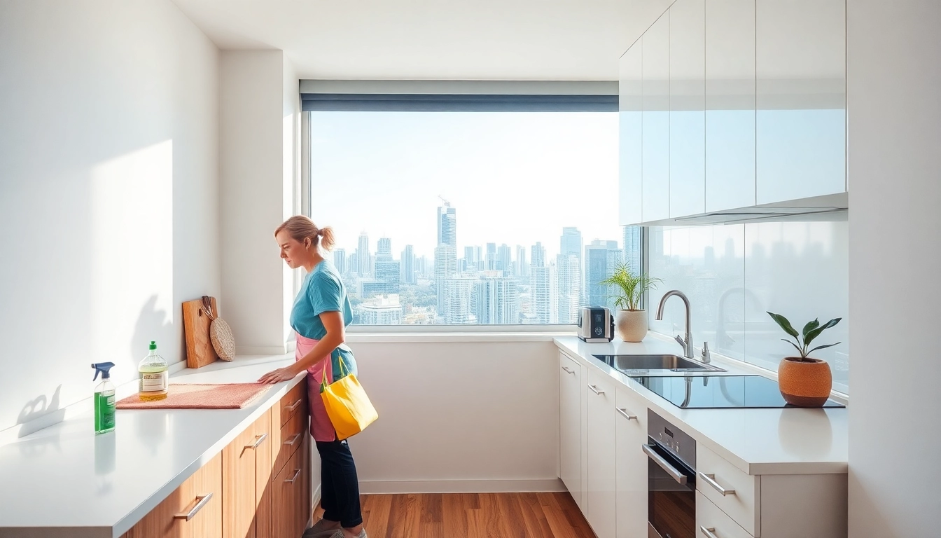 Experience top-notch bond cleaning brisbane with a professional cleaner showcasing meticulous attention to detail.