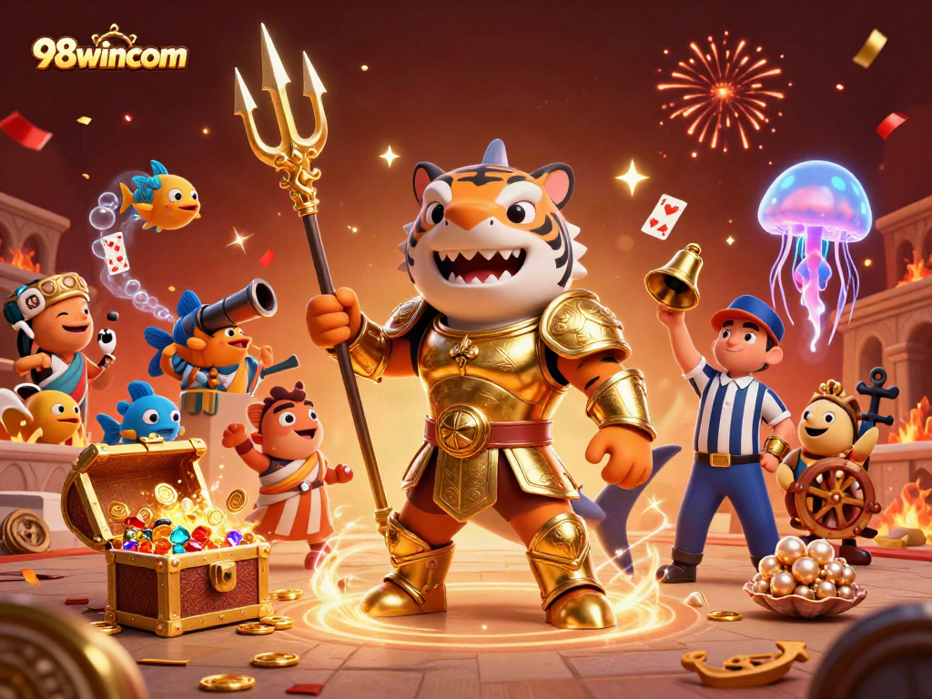 Experience the thrill of 98wincom in this dynamic underwater casino scene.