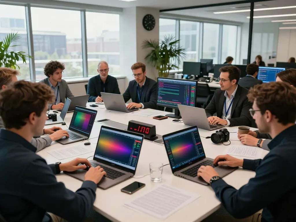 Engaged traders analyzing tradingview charts in a modern workplace.