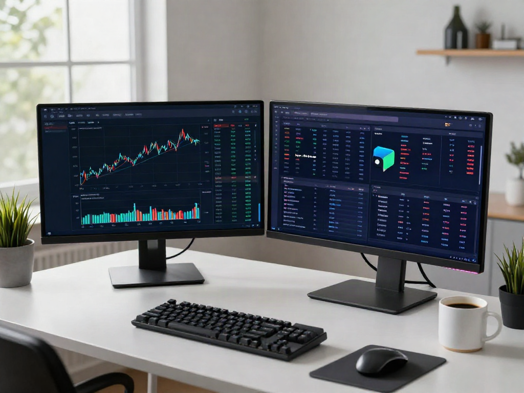 Real-time stock data with 東証 データ API displayed on a modern cryptocurrency trading workspace.