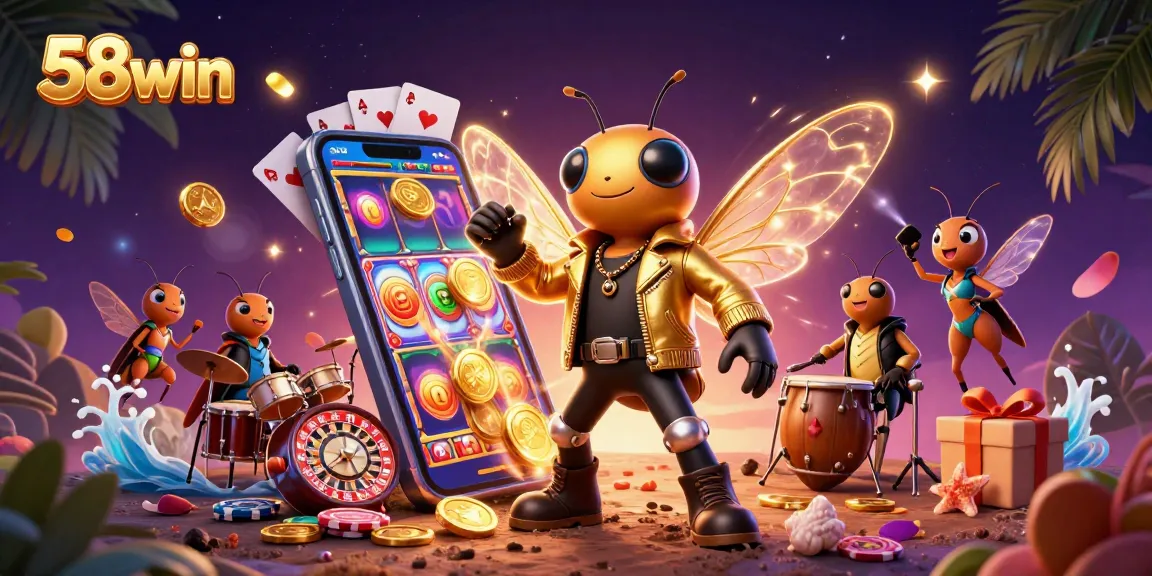 Experience the excitement of 58win with colorful slot games and a rock star theme.